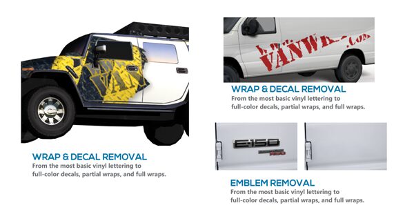 wrap removal wrap vinyl decals lettering graphics removal