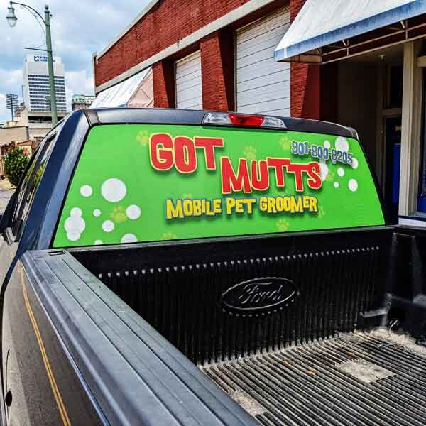 image of truck window wrap installed