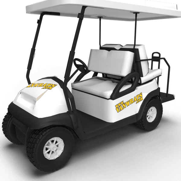 image of a golf cart with logosgraphics