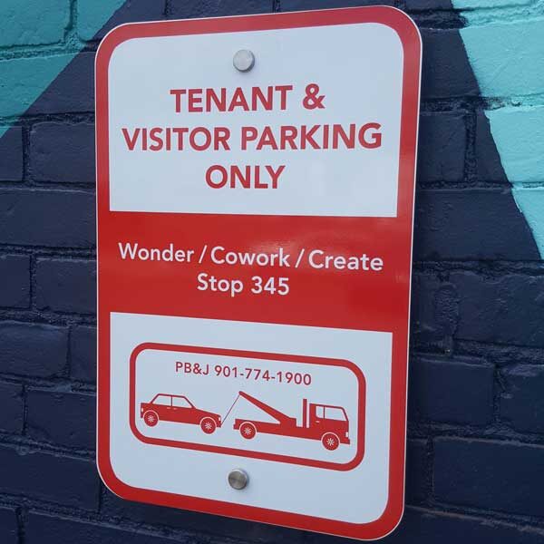 image of metal parking sign