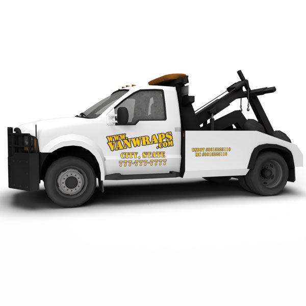 image of tow truck product with vinyl logos decals lettering usdot
