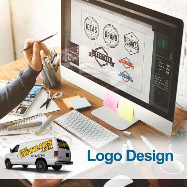 image of graphic design creating logo ideas