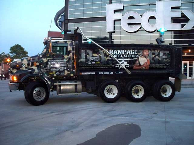 Rampage Jackson Memphis Wrap Advertisement on a Dump Truck