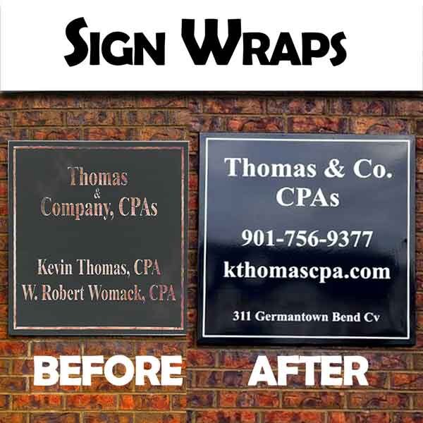 Sign Wraps. Sticky Adhesive Vinyl wrap to fix an old sign and to cover up old vinyl signs
