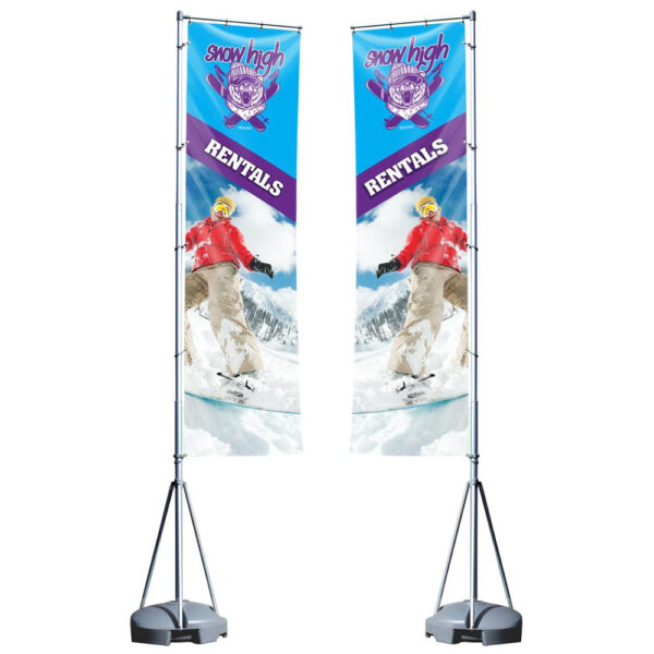 Photo of a Premium Double Sided Mondo Flag with Plastic Water Base