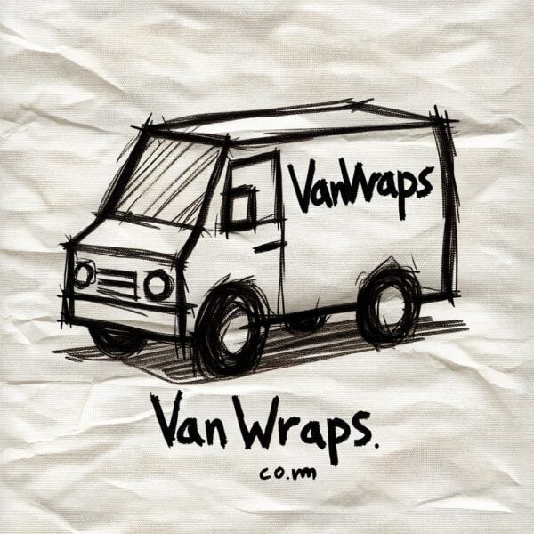image of a napkin sketch of van lettering